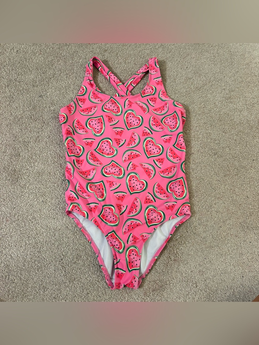 Girls' Pink Watermelon-Print One-Piece Swimsuit bmagical by btween size 10